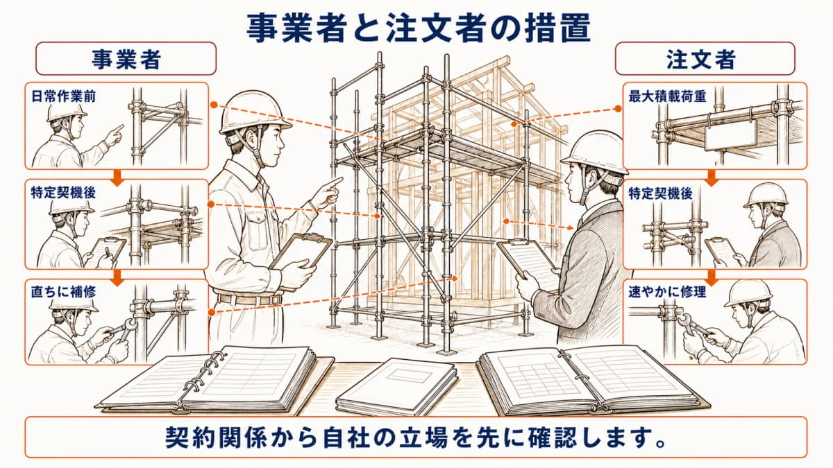 事業者と足場を使わせる注文者の措置比較