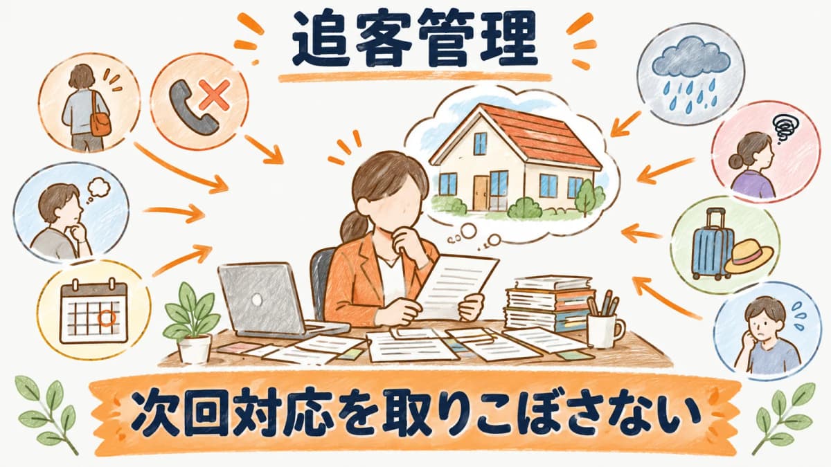 連絡できなかった理由を分類して追客を見直す図