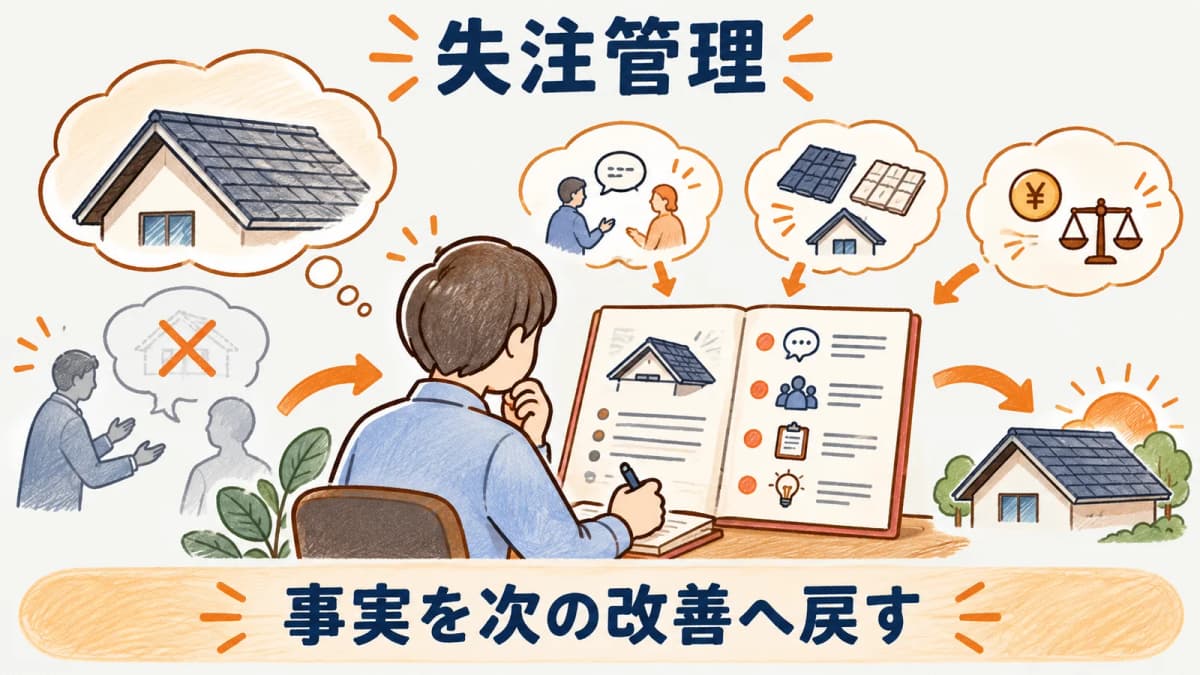 失注時点と検討内容を失注管理に残す場面