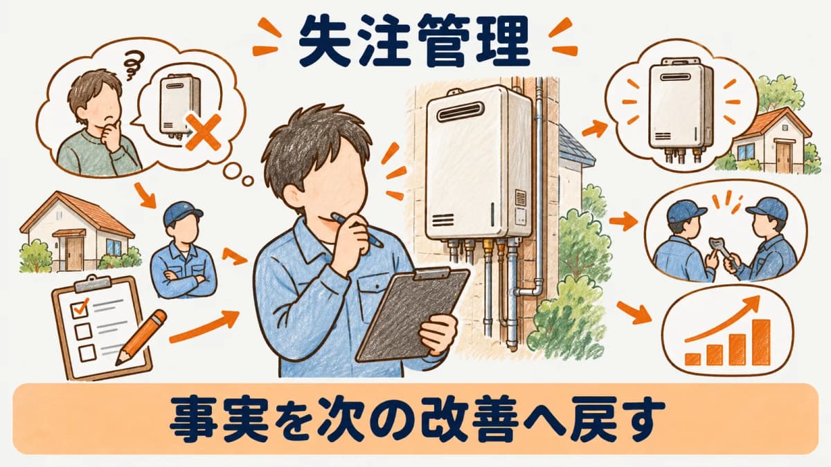 月次で失注管理の項目を振り返る工務店の営業会議