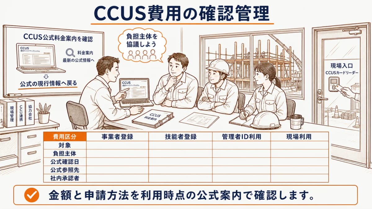 CCUSの費用区分・負担主体・公式確認日を管理する一覧