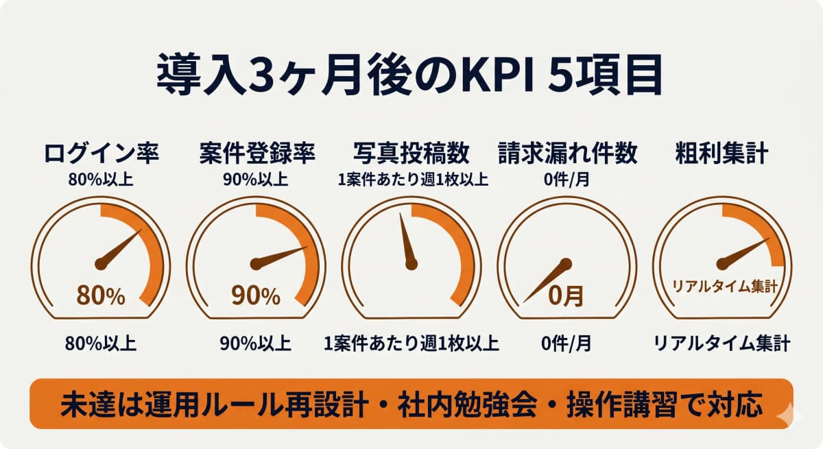 導入3ヶ月後のKPI 5項目