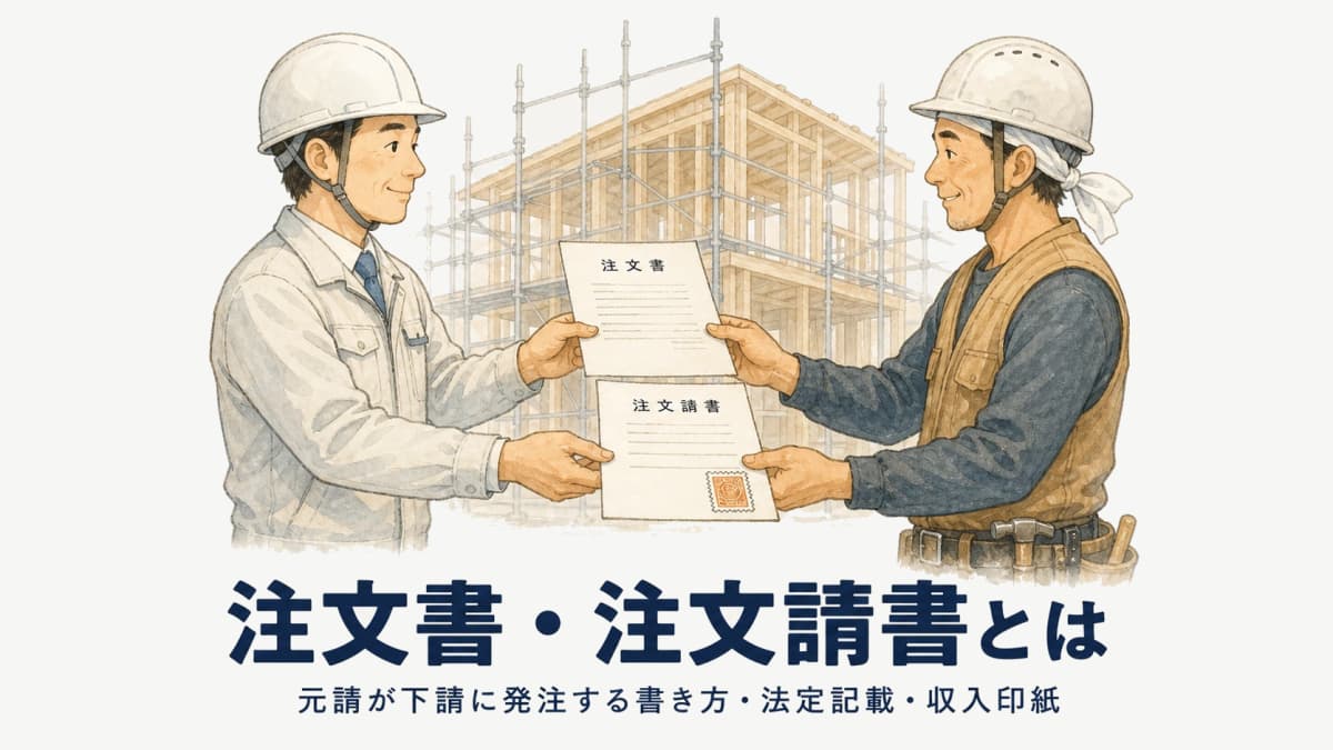 建設業の注文書・注文請書とは:元請が下請に発注する書き方・法定記載・収入印紙【2026年版】