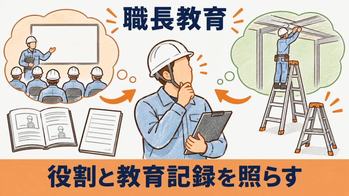 職長教育と現場での役割を分けて確認する図
