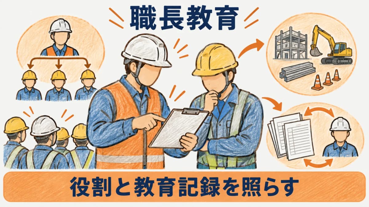 担当作業と責任範囲を整理して職長教育を確認する場面