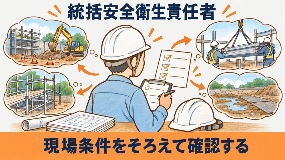 現場ごとの判定根拠を安全衛生の確認表に残す図