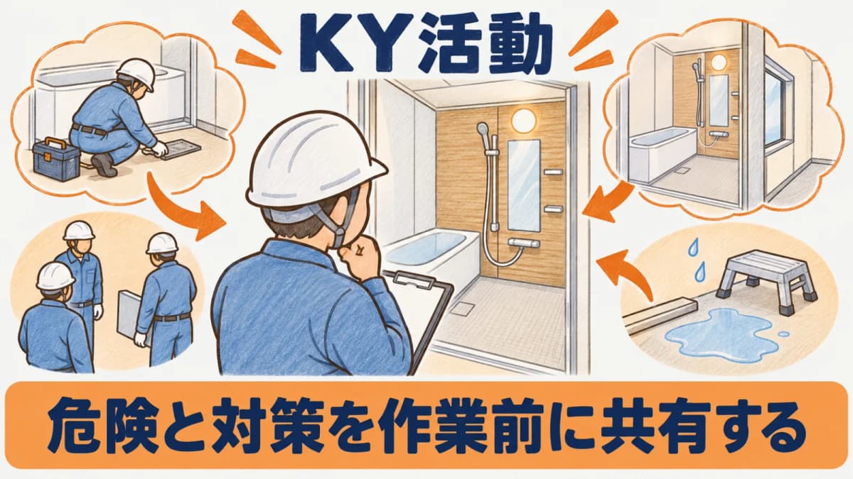 作業内容人員場所の変化を朝礼前に確認する現場
