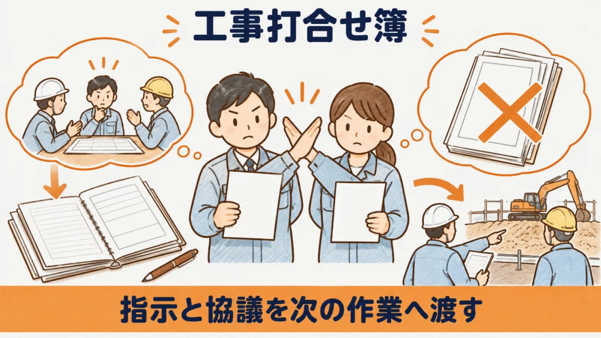打合せ記録と契約書類を分けて確認する場面