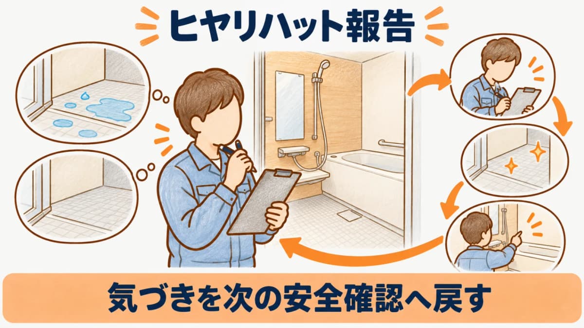 ヒヤリハットの事実と評価を分けて記録する図