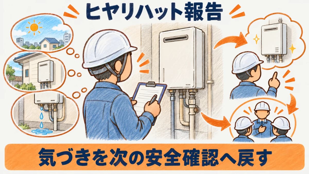 いつどこで何が起きたかをヒヤリハット報告書に残す場面