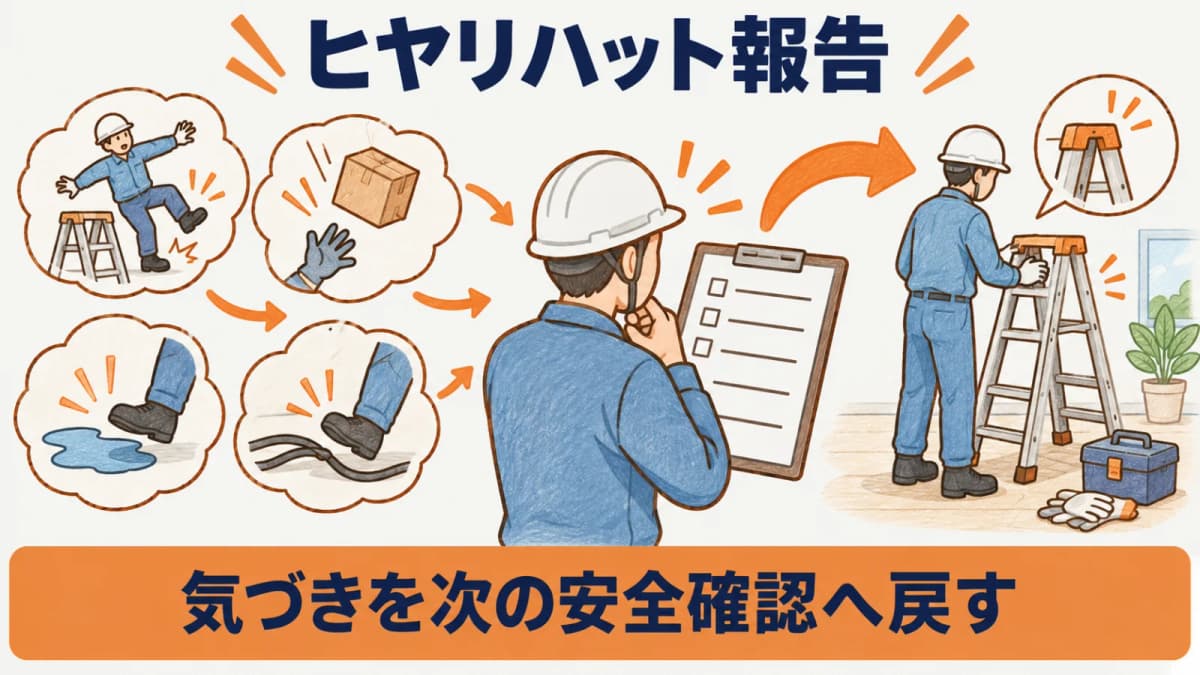月ごとのヒヤリハット振り返りで傾向を確認する図