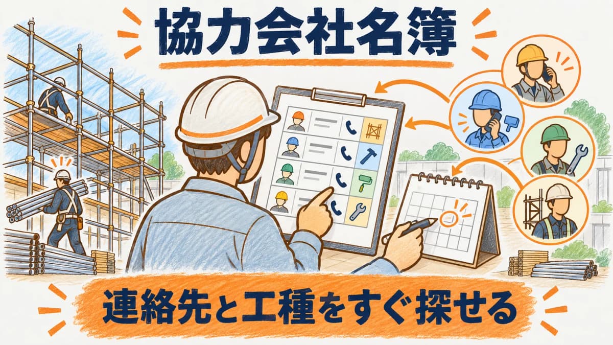 協力会社名簿の更新担当と見直し時点を決める図