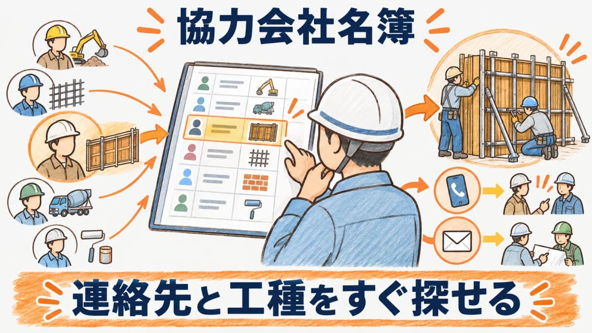配属後の気づきを協力会社名簿へ戻す現場