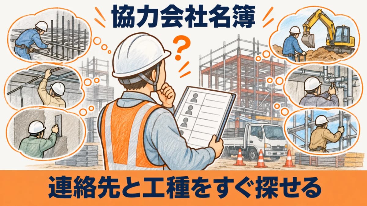 協力会社名簿の作り方|建設業で連絡先・担当工種・確認事項をまとめる