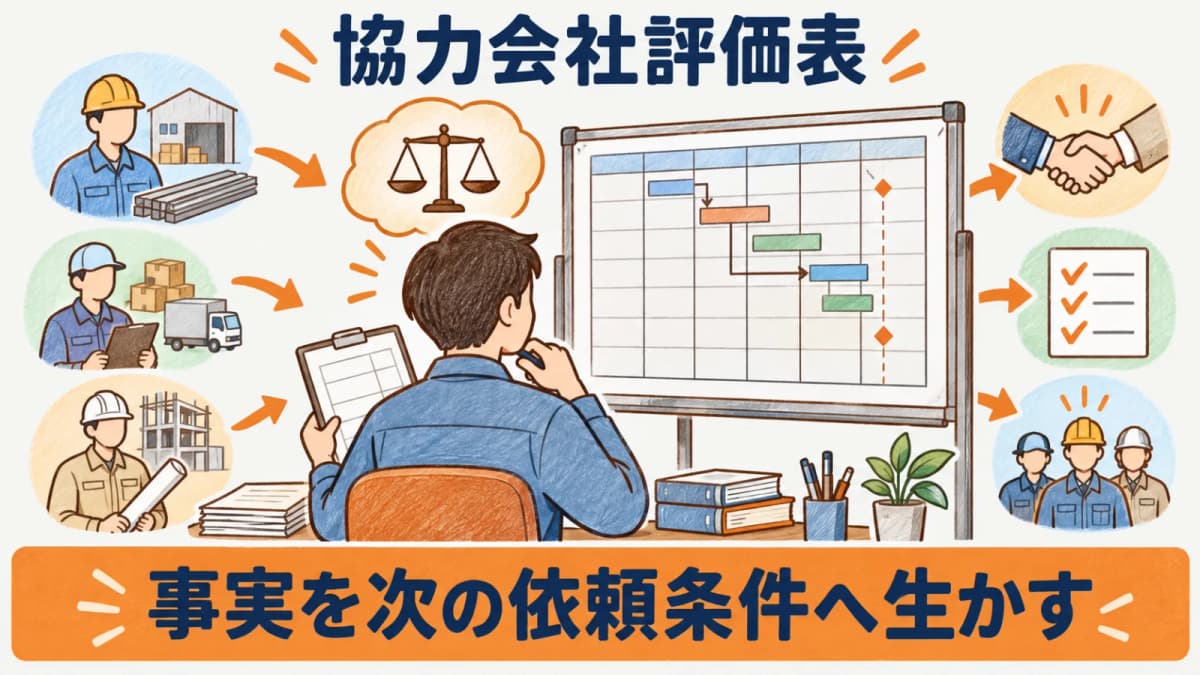 協力会社評価の前に残す事実を決める場面