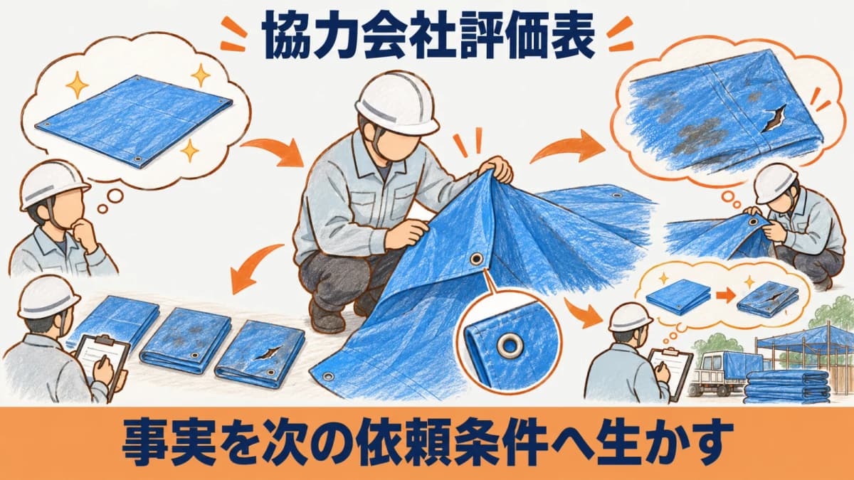 一度の印象で固定せず協力会社評価を振り返る図