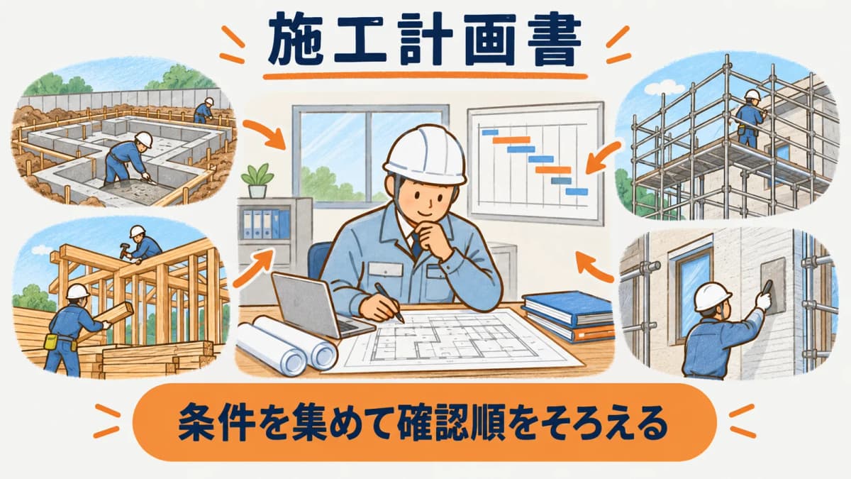 施工計画書で工事全体の条件を確認する流れ