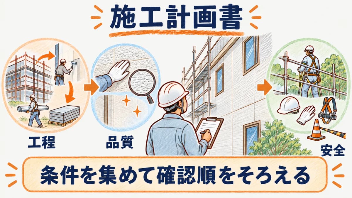 工程品質安全の順で施工計画書を組み立てる図