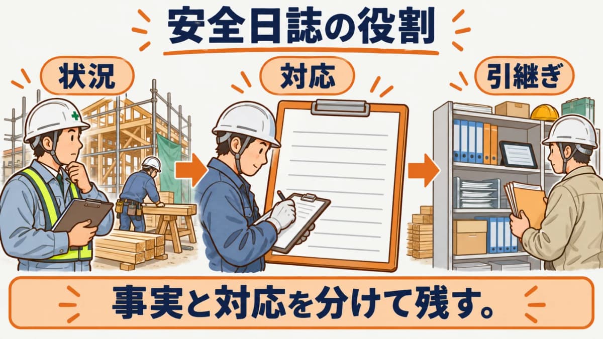 安全日誌の役割と確認項目を整理する図