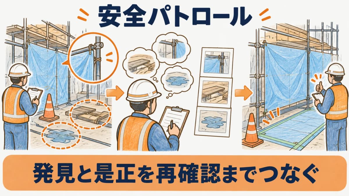 危険箇所を作業場面ごとに安全パトロールで記録する図