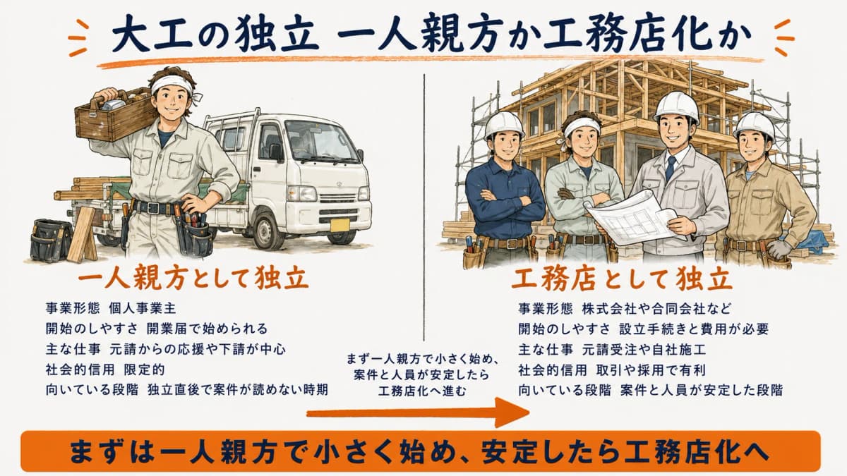 大工の独立パターンと判断の流れ