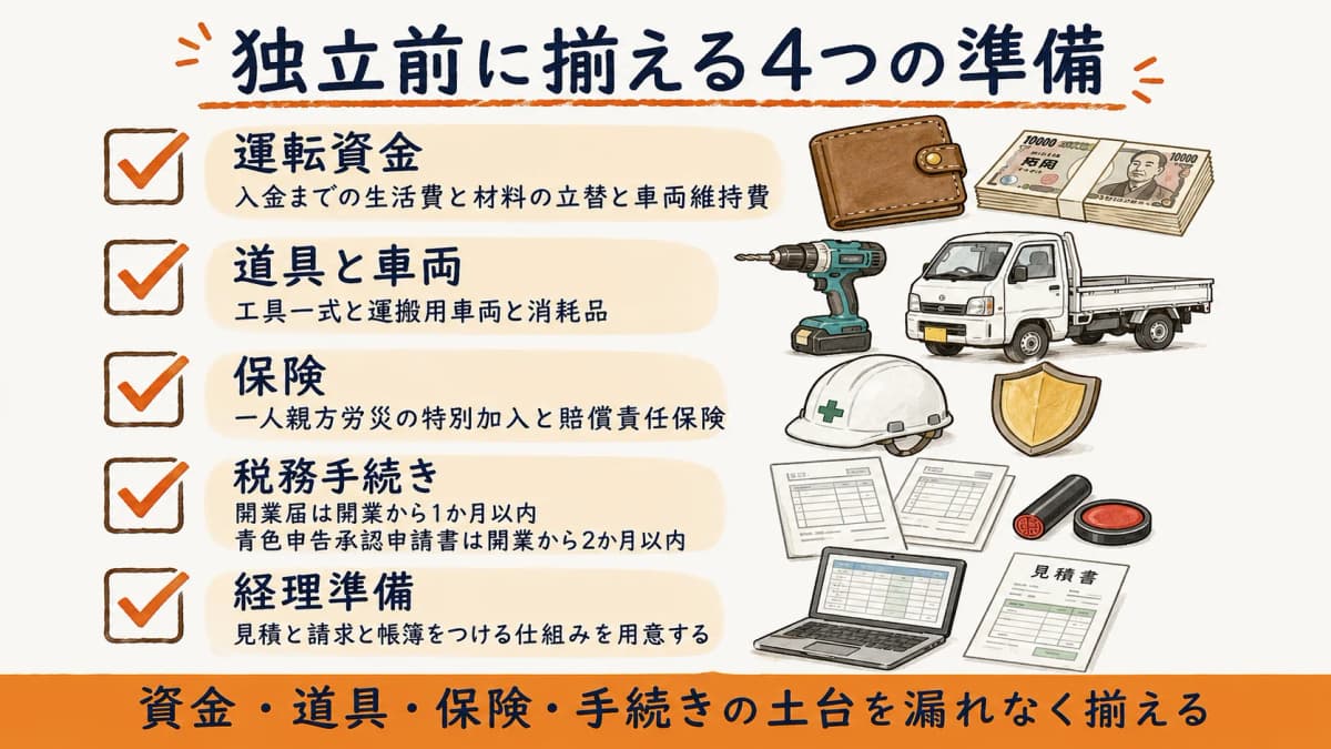 独立準備チェックリスト:資金・道具・保険・手続き