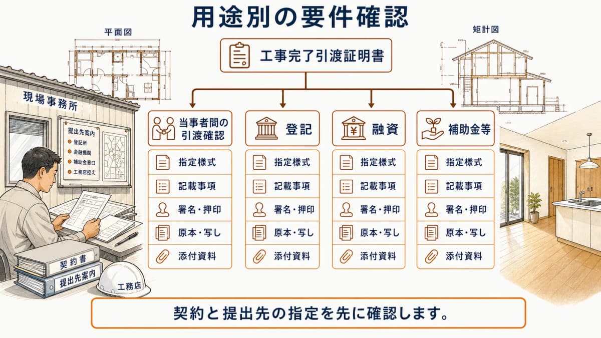 契約当事者間・登記・融資・補助金等の用途別確認フロー