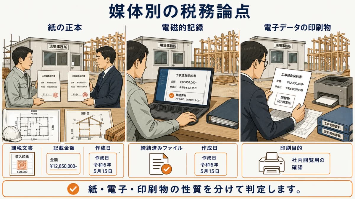 紙の正本・電磁的記録・印刷物の税務論点比較
