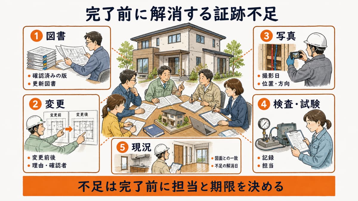 未反映変更・隠蔽部写真・図書版・検査担当を確認するチェック表