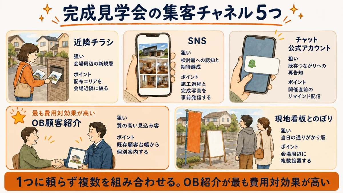 完成見学会の集客チャネル