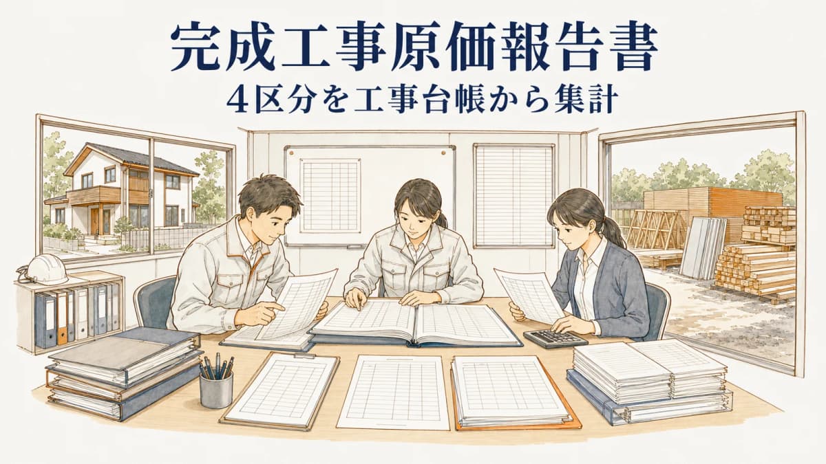 完成工事原価報告書の作り方|4区分を工事台帳から集計【2026年版】