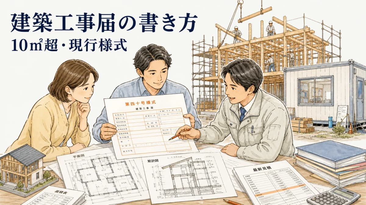 建築工事届の書き方|10㎡超・現行様式・除却届との違い【2026年版】