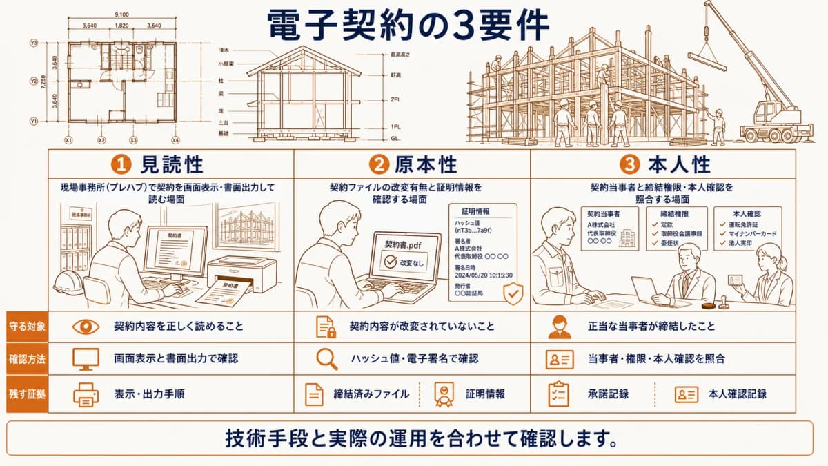見読性・原本性・本人性と確認証拠の比較