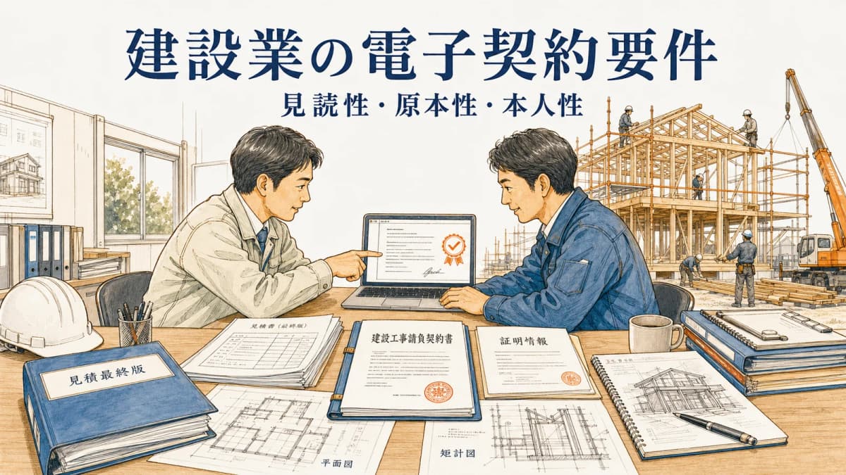建設業の電子契約要件|見読性・原本性・本人性と運用手順【2026年版】