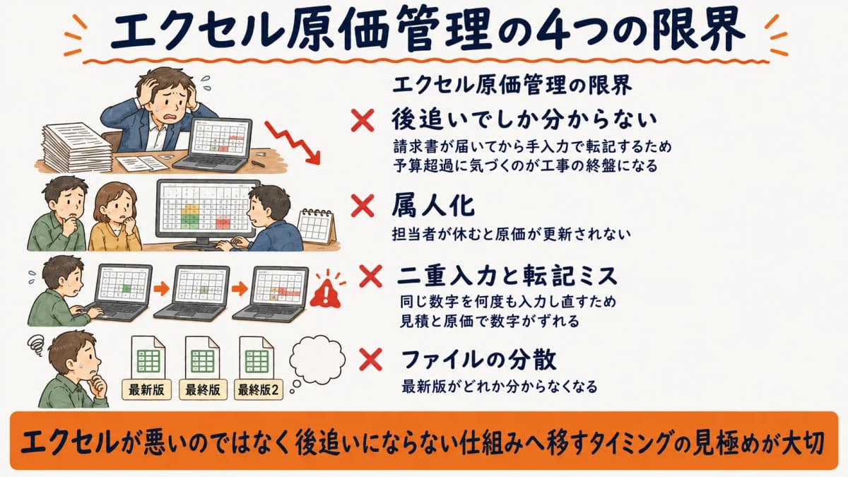 エクセル原価管理で起きる限界の整理