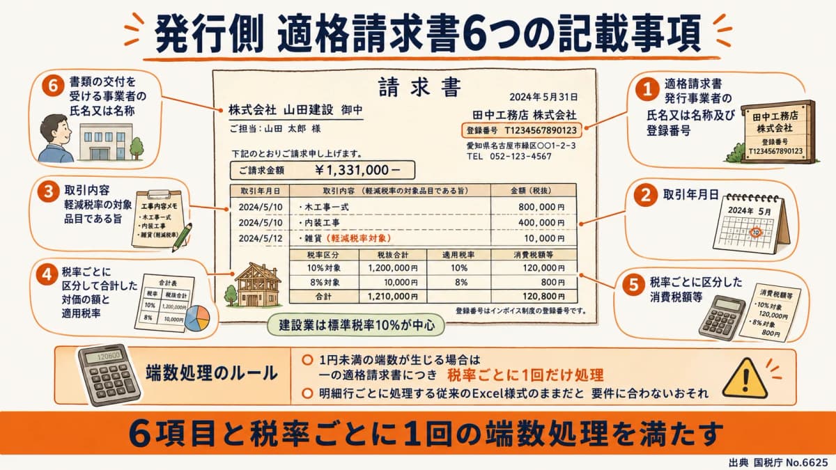 適格請求書6記載事項と税率ごとに1回の端数処理ルール