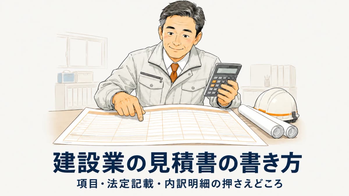 建設業の見積書の書き方:項目・法定記載・内訳明細の注意点【2026年版】