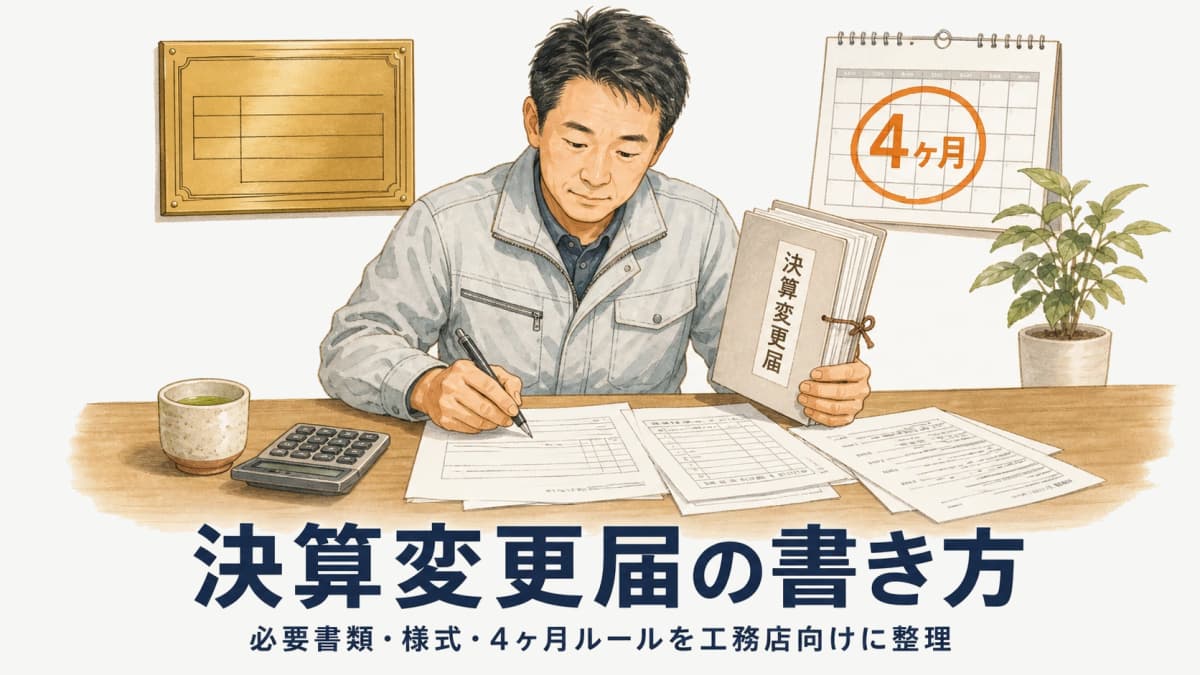 建設業の決算変更届(事業年度終了届)の書き方:必要書類・様式・4ヶ月ルール【2026年版】