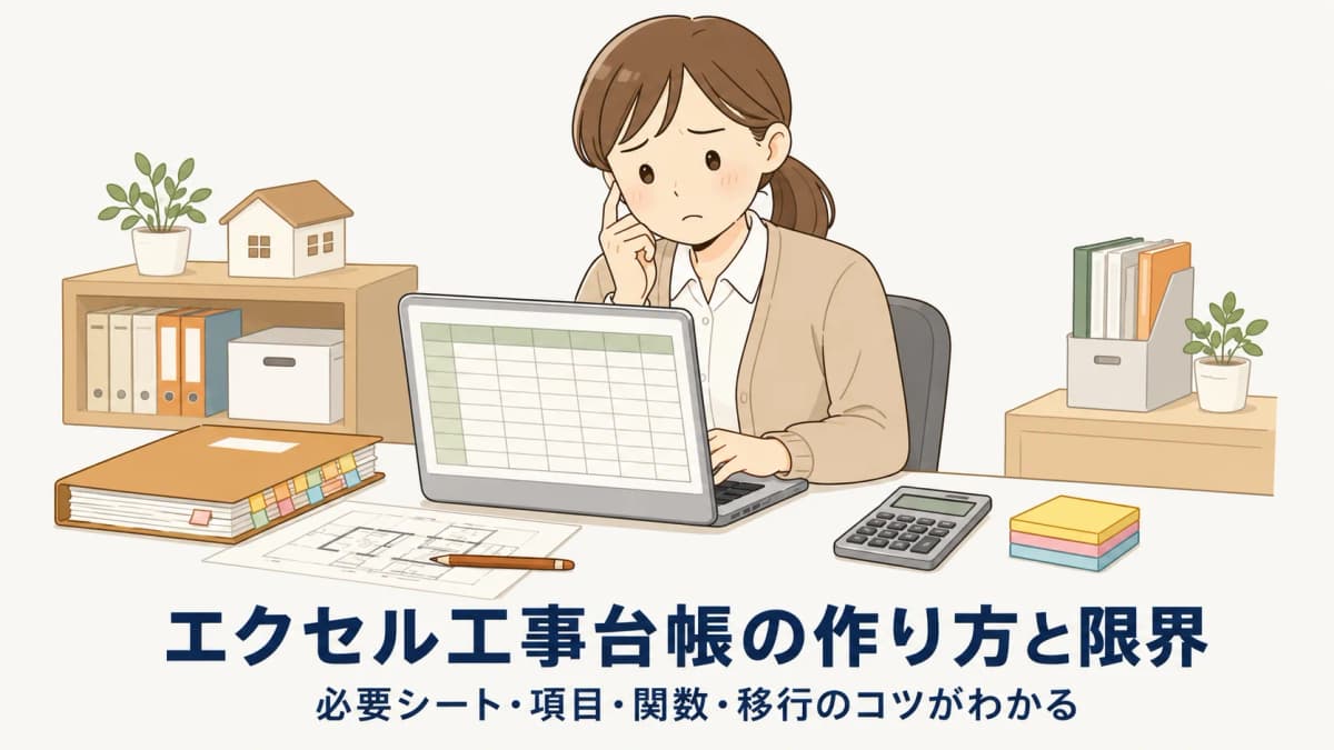 工事台帳をエクセルで作る方法:無料テンプレ項目と運用の限界【2026年版】