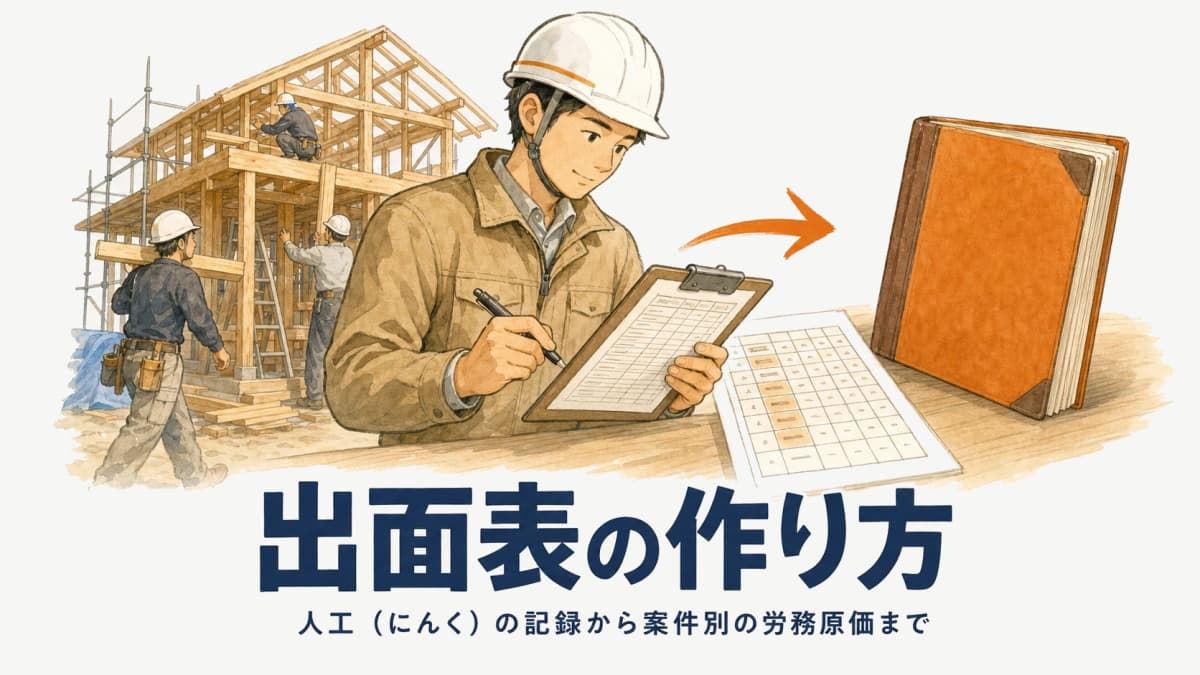 出面表の作り方:人工(にんく)管理から労務原価への集計まで【建設業2026・テンプレ付】