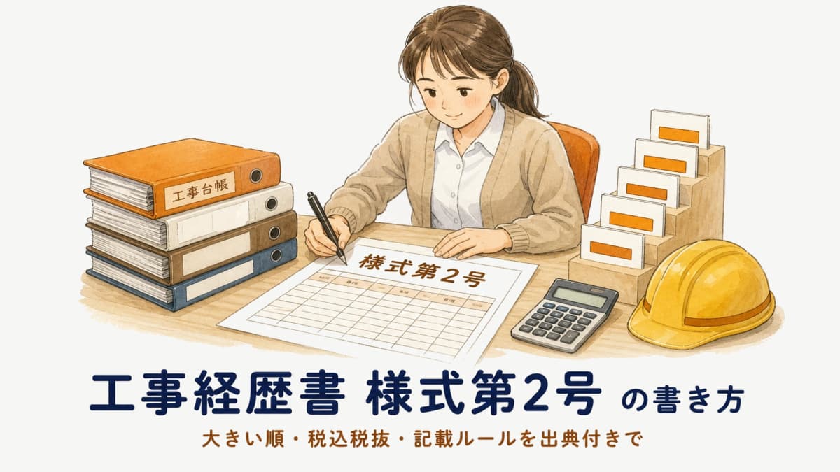 工事経歴書(様式第2号)の書き方:請負代金の大きい順・税込税抜・記載ルール【工務店向け・2026年版】
