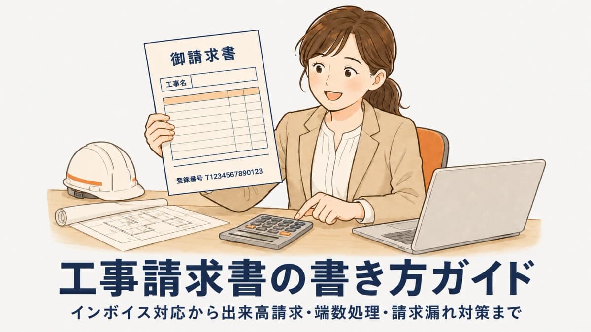 工事請求書の書き方:出来高請求・端数処理・請求漏れ対策まで【2026年版】