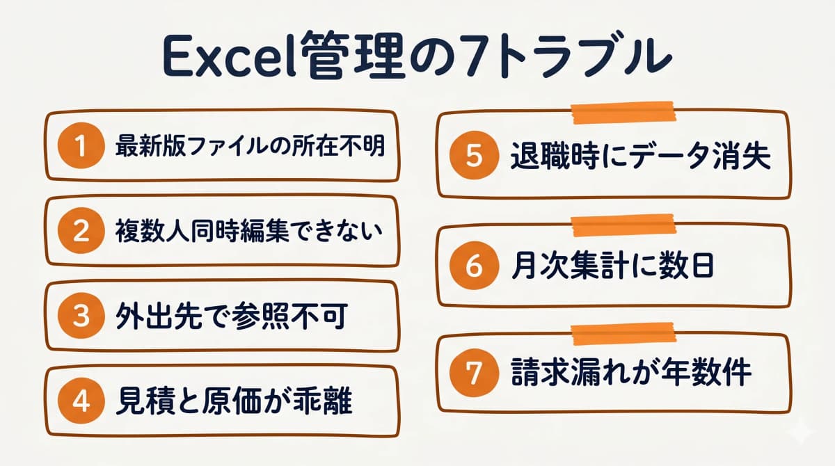Excel管理の7トラブル一覧