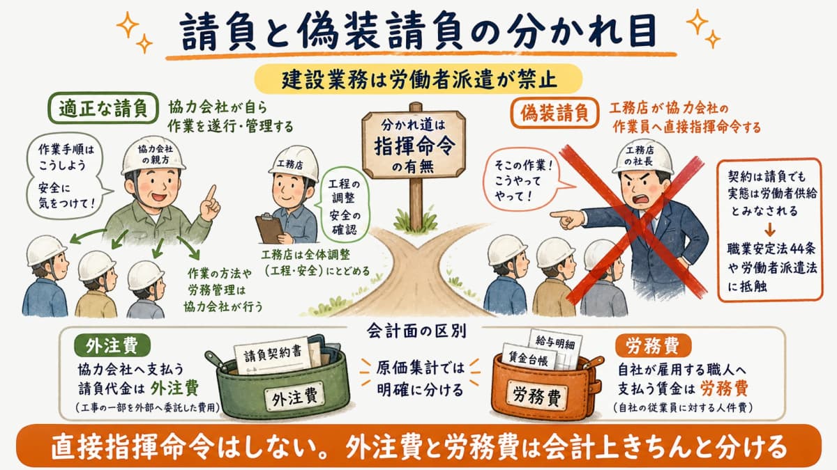 請負と労働者派遣の区分と偽装請負を避けるための指揮命令の考え方
