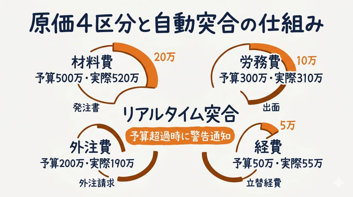 材料・労務・外注の区分管理