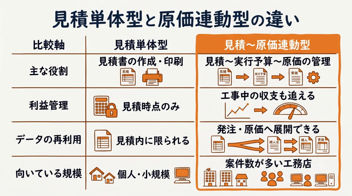 見積単体型と原価連動型の違い