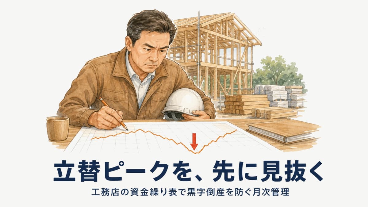 工務店の資金繰り表の作り方:立替ピークと黒字倒産を防ぐ月次管理【2026年版】