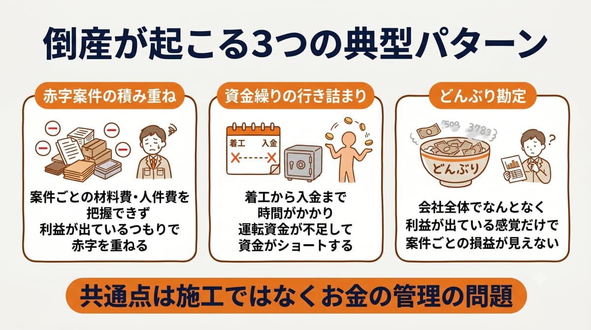 工務店の倒産が起こる典型パターン
