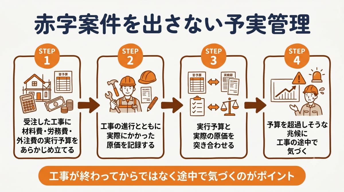 赤字案件を出さない実行予算管理の4ステップ