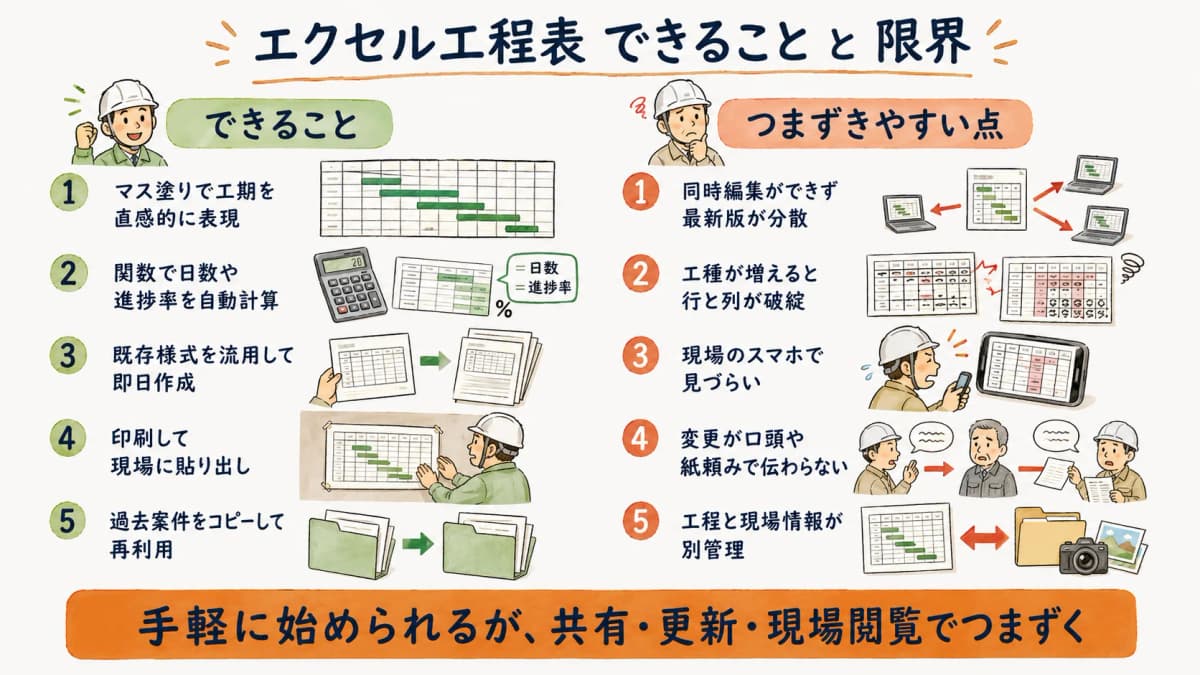 エクセル工程表でできることと限界の全体像